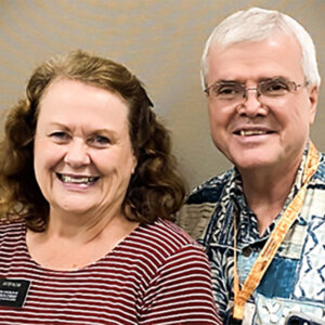 Sister Gayle and Elder Scott Bleak, senior missionaries at the Center in 2022.