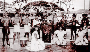 A promotional team from the Polynesian Cultural Center participated in the dedication of the new Hawaii Convention Center in Waikiki on June 11, 1998.
