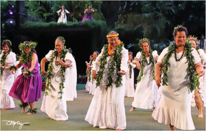 Aunty Kela Kuhia Miller danced hula in the Polynesian Cultural Center's 50th-anniversary alumni "gold" night show in 2013.