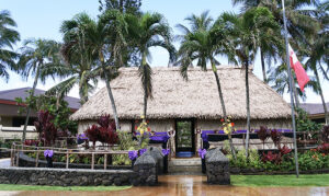 Tongans at the Polynesian Cultural Center draped the queen's summer palace in the Tongan Village in mourning the death of Her Majesty Queen Mother Halaevalu Mata'aho, who passed away at age 90 on February 19, 2017.