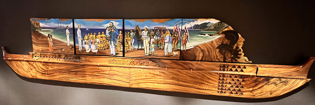 Eriki Marchand's mural of King Kalākaua's 1894 visit to Laie.